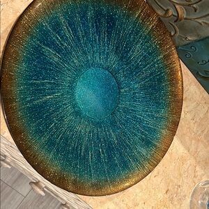 Elegant Teal and Gold Decorative Plate